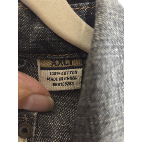 Raider Denim Jacket Mens XXLT Tall Chore Coat Farmhouse Utility Blue Distressed - Picture 4 of 12